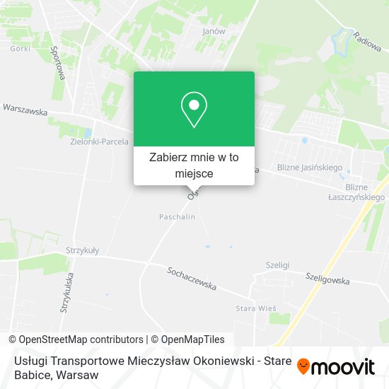 Mapa Usługi Transportowe Mieczysław Okoniewski - Stare Babice