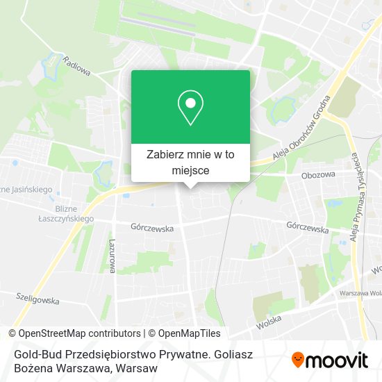 Mapa Gold-Bud Przedsiębiorstwo Prywatne. Goliasz Bożena Warszawa