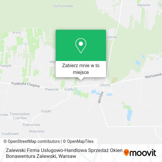 Mapa Zalewski Firma Usługowo-Handlowa Sprzedaż Okien Bonawentura Zalewski