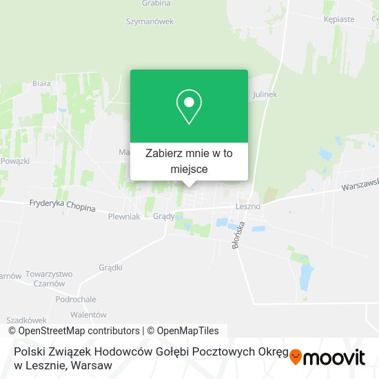 Mapa Polski Związek Hodowców Gołębi Pocztowych Okręg w Lesznie