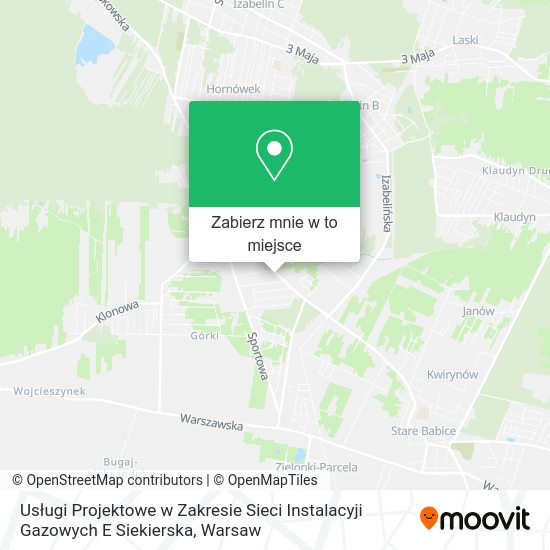 Mapa Usługi Projektowe w Zakresie Sieci Instalacyji Gazowych E Siekierska