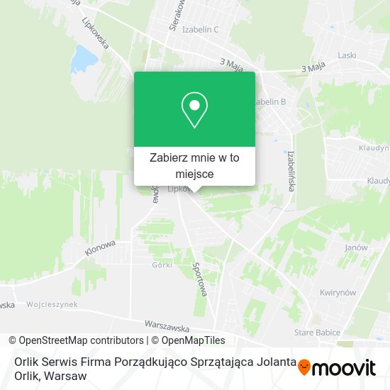 Mapa Orlik Serwis Firma Porządkująco Sprzątająca Jolanta Orlik