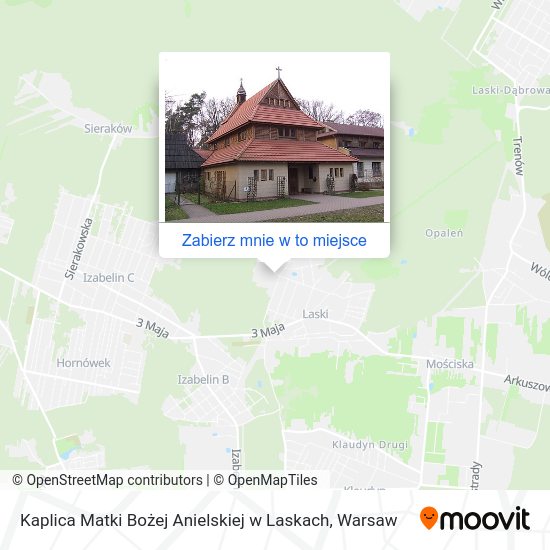 Mapa Kaplica Matki Bożej Anielskiej w Laskach