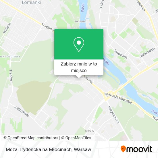 Mapa Msza Trydencka na Młocinach