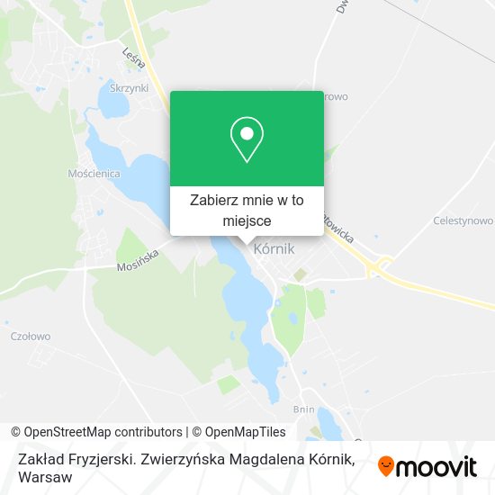 Mapa Zakład Fryzjerski. Zwierzyńska Magdalena Kórnik