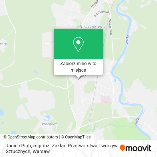 Mapa Janiec Piotr, mgr inż. Zakład Przetwórstwa Tworzyw Sztucznych