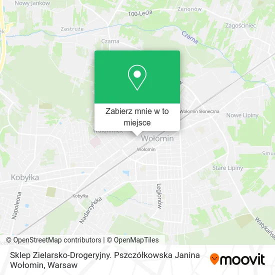 Mapa Sklep Zielarsko-Drogeryjny. Pszczółkowska Janina Wołomin