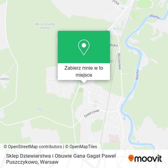 Mapa Sklep Dziewiarstwa i Obuwie Gana Gagat Paweł Puszczykowo