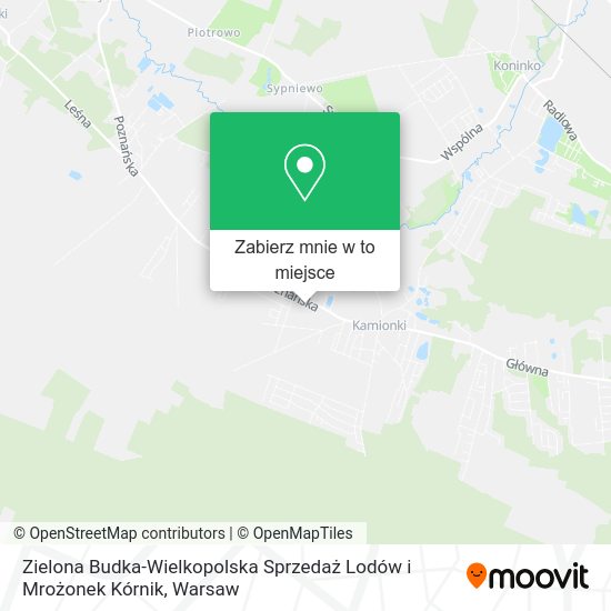 Mapa Zielona Budka-Wielkopolska Sprzedaż Lodów i Mrożonek Kórnik