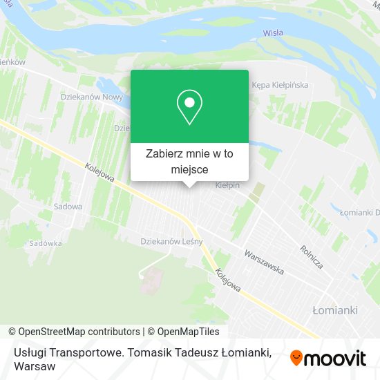 Mapa Usługi Transportowe. Tomasik Tadeusz Łomianki