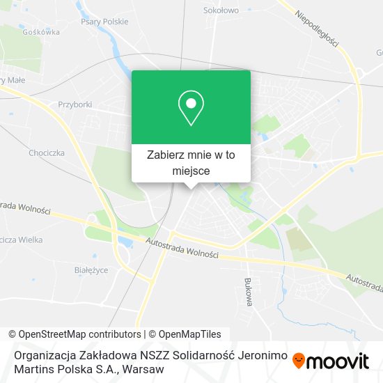 Mapa Organizacja Zakładowa NSZZ Solidarność Jeronimo Martins Polska S.A.