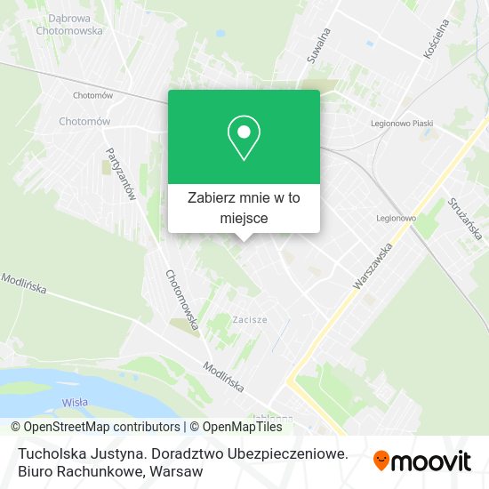 Mapa Tucholska Justyna. Doradztwo Ubezpieczeniowe. Biuro Rachunkowe