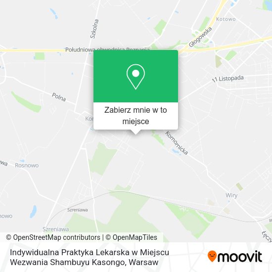 Mapa Indywidualna Praktyka Lekarska w Miejscu Wezwania Shambuyu Kasongo