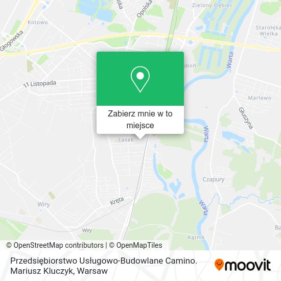 Mapa Przedsiębiorstwo Usługowo-Budowlane Camino. Mariusz Kluczyk