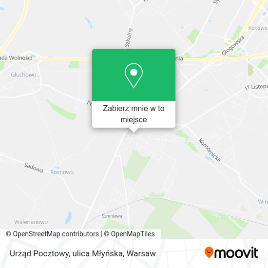 Mapa Urząd Pocztowy, ulica Młyńska