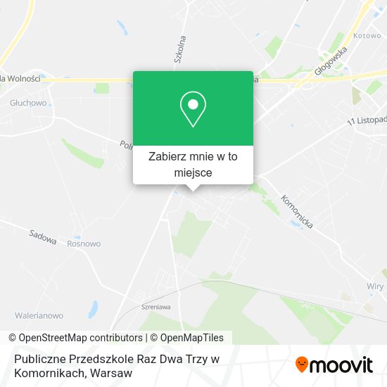 Mapa Publiczne Przedszkole Raz Dwa Trzy w Komornikach