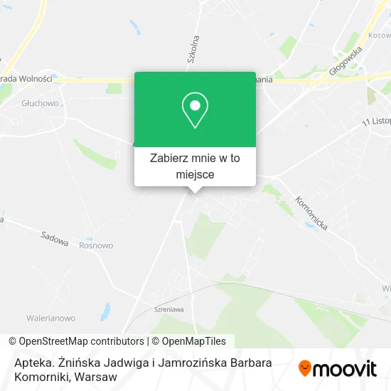 Mapa Apteka. Żnińska Jadwiga i Jamrozińska Barbara Komorniki
