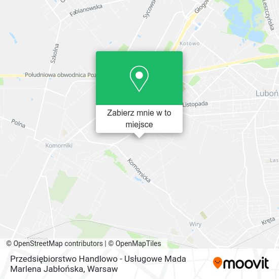 Mapa Przedsiębiorstwo Handlowo - Usługowe Mada Marlena Jabłońska