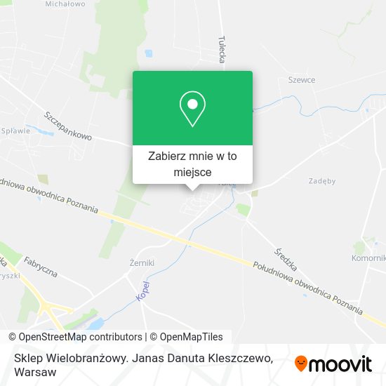 Mapa Sklep Wielobranżowy. Janas Danuta Kleszczewo