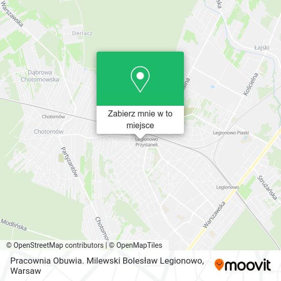 Mapa Pracownia Obuwia. Milewski Bolesław Legionowo