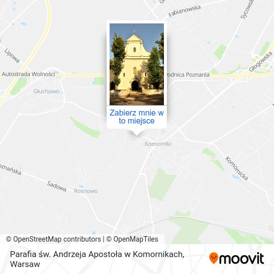 Mapa Parafia św. Andrzeja Apostoła w Komornikach