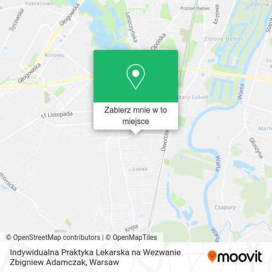 Mapa Indywidualna Praktyka Lekarska na Wezwanie Zbigniew Adamczak