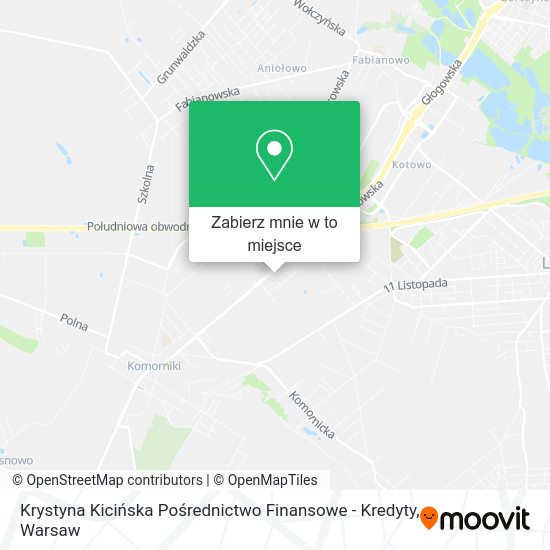 Mapa Krystyna Kicińska Pośrednictwo Finansowe - Kredyty