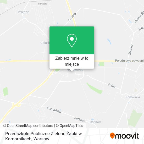 Mapa Przedszkole Publiczne Zielone Żabki w Komornikach