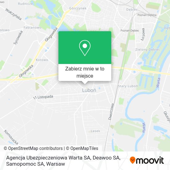 Mapa Agencja Ubezpieczeniowa Warta SA, Deawoo SA, Samopomoc SA