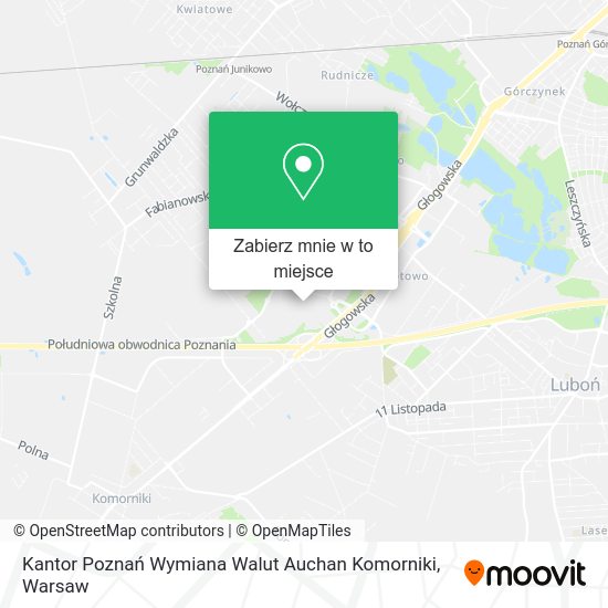 Mapa Kantor Poznań Wymiana Walut Auchan Komorniki