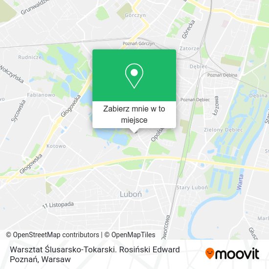 Mapa Warsztat Ślusarsko-Tokarski. Rosiński Edward Poznań