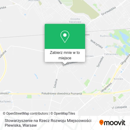 Mapa Stowarzyszenie na Rzecz Rozwoju Miejscowości Plewiska