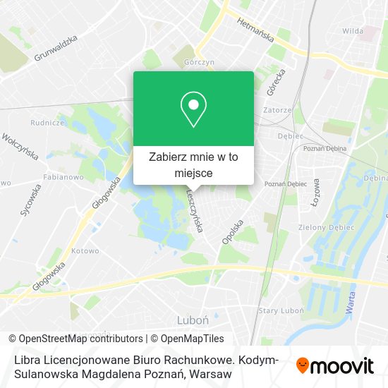Mapa Libra Licencjonowane Biuro Rachunkowe. Kodym-Sulanowska Magdalena Poznań
