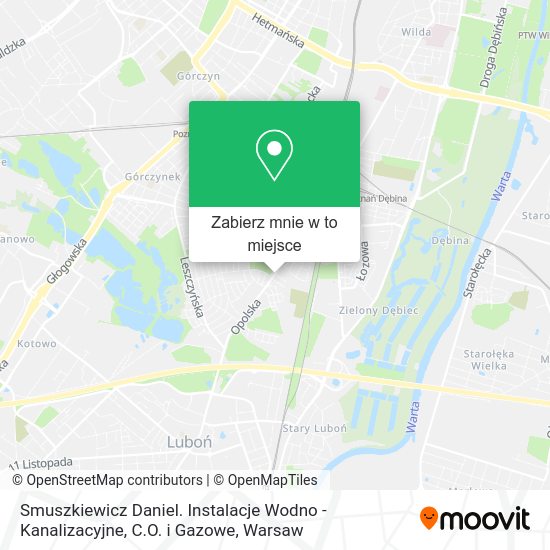 Mapa Smuszkiewicz Daniel. Instalacje Wodno - Kanalizacyjne, C.O. i Gazowe