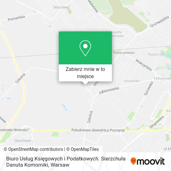 Mapa Biuro Usług Księgowych i Podatkowych. Sierzchuła Danuta Komorniki