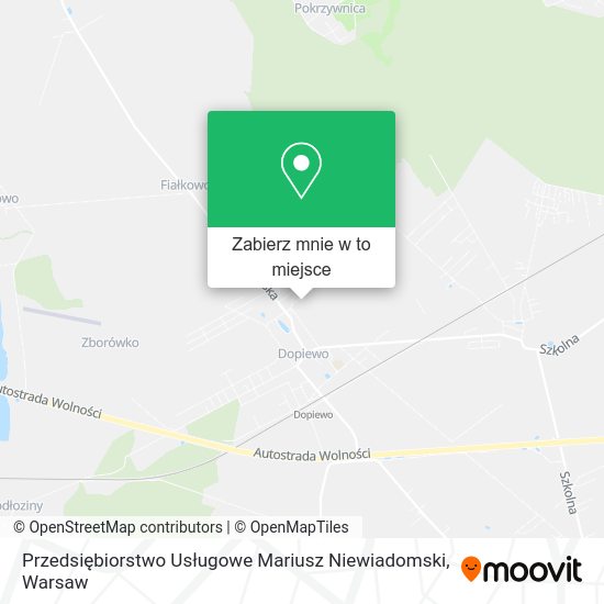 Mapa Przedsiębiorstwo Usługowe Mariusz Niewiadomski