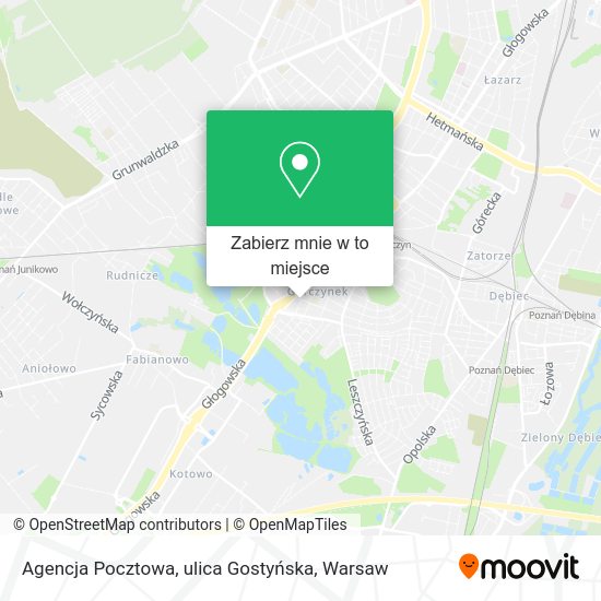 Mapa Agencja Pocztowa, ulica Gostyńska