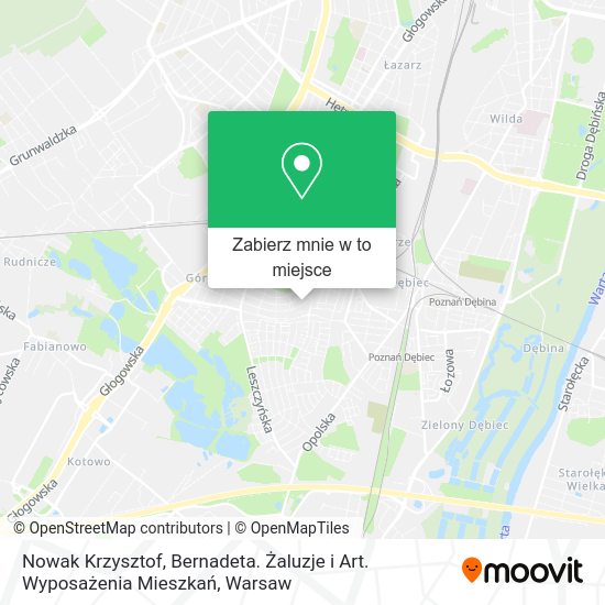 Mapa Nowak Krzysztof, Bernadeta. Żaluzje i Art. Wyposażenia Mieszkań