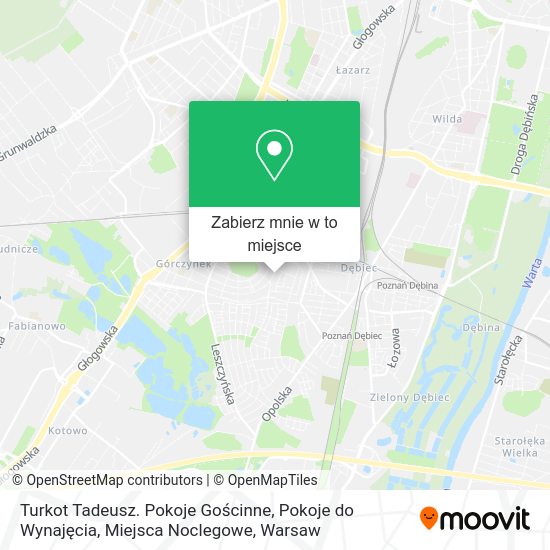 Mapa Turkot Tadeusz. Pokoje Gościnne, Pokoje do Wynajęcia, Miejsca Noclegowe