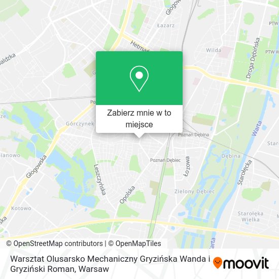 Mapa Warsztat Olusarsko Mechaniczny Gryzińska Wanda i Gryziński Roman