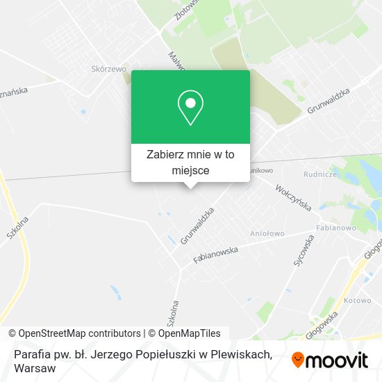 Mapa Parafia pw. bł. Jerzego Popiełuszki w Plewiskach