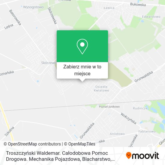 Mapa Troszczyński Waldemar. Całodobowa Pomoc Drogowa. Mechanika Pojazdowa, Blacharstwo