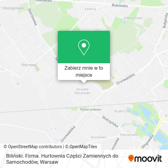 Mapa Biliński. Firma. Hurtownia Części Zamiennych do Samochodów