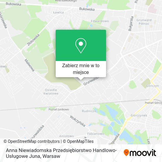 Mapa Anna Niewiadomska Przedsiębiorstwo Handlowo-Usługowe Juna