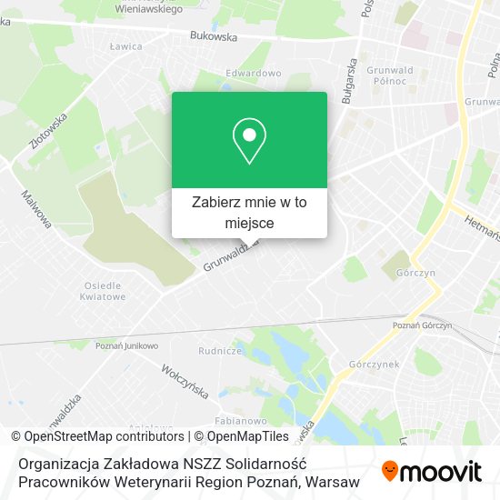 Mapa Organizacja Zakładowa NSZZ Solidarność Pracowników Weterynarii Region Poznań