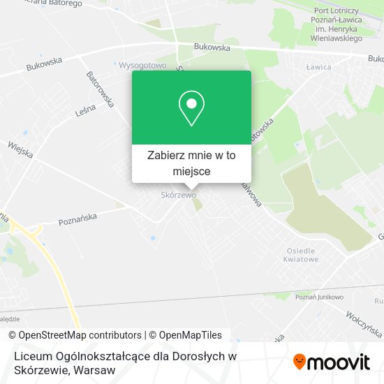 Mapa Liceum Ogólnokształcące dla Dorosłych w Skórzewie