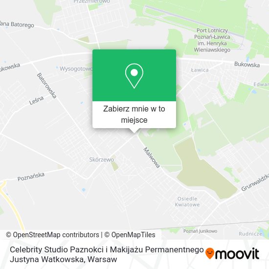 Mapa Celebrity Studio Paznokci i Makijażu Permanentnego Justyna Watkowska