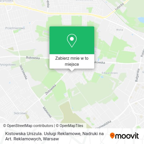 Mapa Kistowska Urszula. Usługi Reklamowe, Nadruki na Art. Reklamowych