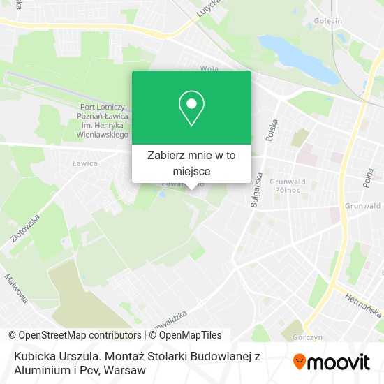 Mapa Kubicka Urszula. Montaż Stolarki Budowlanej z Aluminium i Pcv