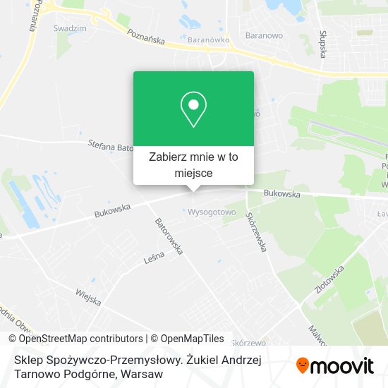 Mapa Sklep Spożywczo-Przemysłowy. Żukiel Andrzej Tarnowo Podgórne